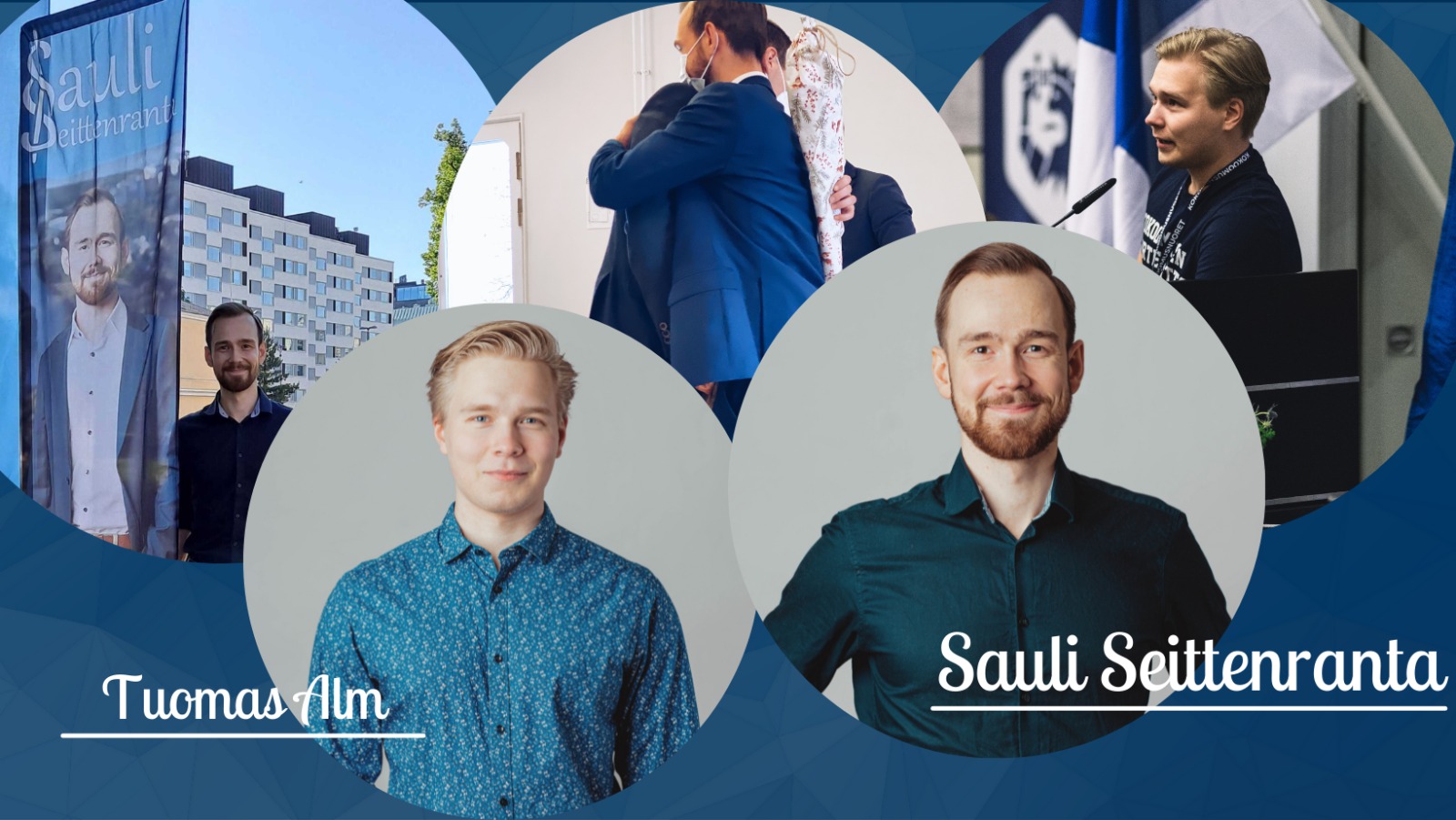 Esittelyssä Varsinais-Suomen Kokoomusnuorten puheenjohtajisto 2022: puheenjohtaja Sauli Seittenranta & varapuheenjohtaja Tuomas Alm