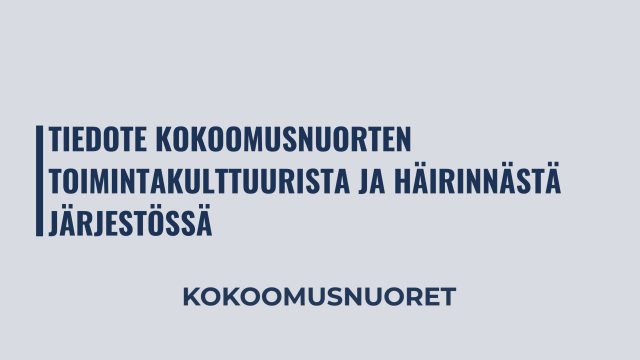 Kuvituskuva: Tiedote Kokoomusnuorten toimintakulttuurista ja häirinnästä järjestössä