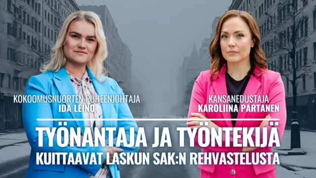 Kokoomusnuorten puheenjohtaja Ida Leino ja kansanedustaja Karoliina Partanen: Työnantaja ja työntekijä kuittaavat laskun SAK:n rehvastelusta