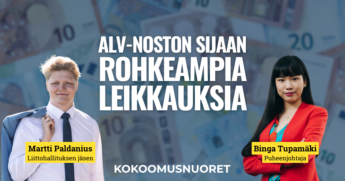 Kokoomusnuoret: Alv-noston sijaan rohkeampia leikkauksia