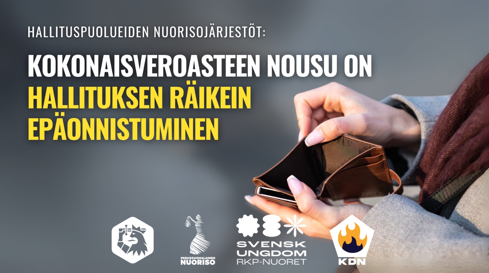 Hallituspuolueiden nuorisojärjestöt: Kokonaisveroasteen nousu on hallituksen räikein epäonnistuminen