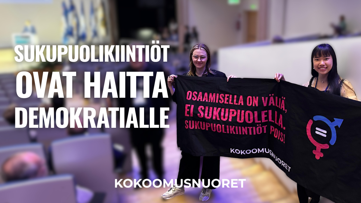 Kokoomusnuoret: Sukupuolikiintiöt ovat haitta demokratialle