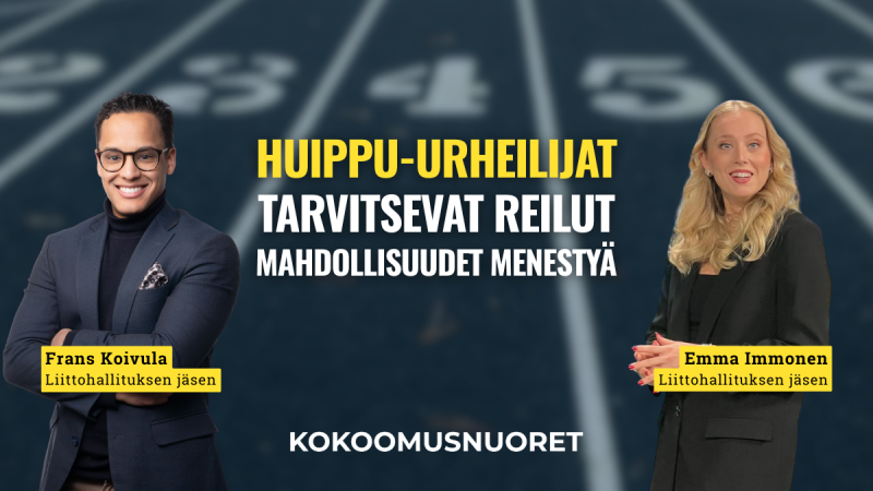 Kokoomusnuoret: Huippu-urheilijat tarvitsevat reilut mahdollisuudet menestyä
