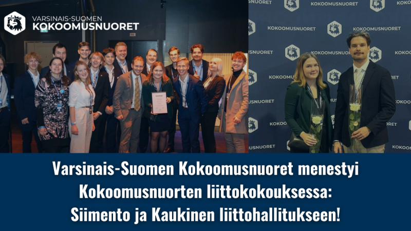 Varsinais-Suomen Kokoomusnuoret menestyi Kokoomusnuorten liittokokouksessa