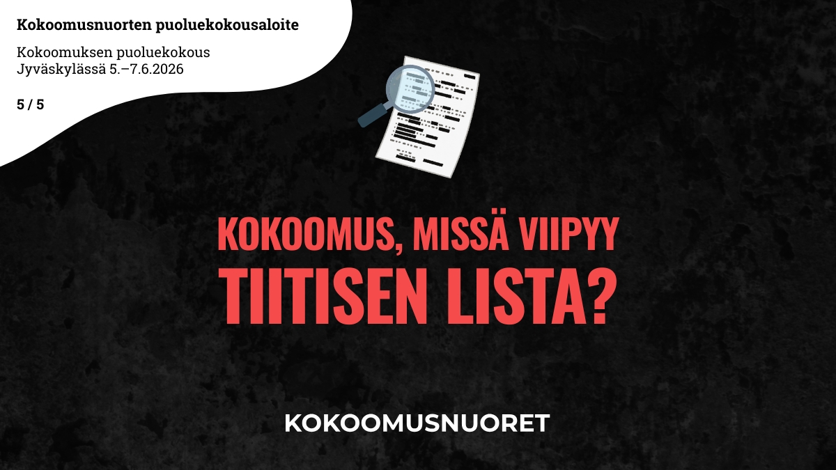 Kuvituskuva tummalla, lähes mustalla taustalla. Kuvan vasemmassa yläkulmassa on valkoinen puhekuplaa muistuttava alue, jossa lukee 