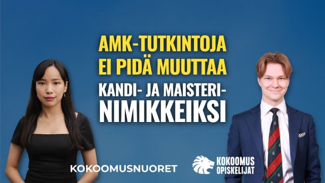 Kuvituskuva: Kokoomusnuoret & Kokoomusopiskelijat: AMK-tutkintoja ei pidä muuttaa kandi- ja maisterinimikkeiksi