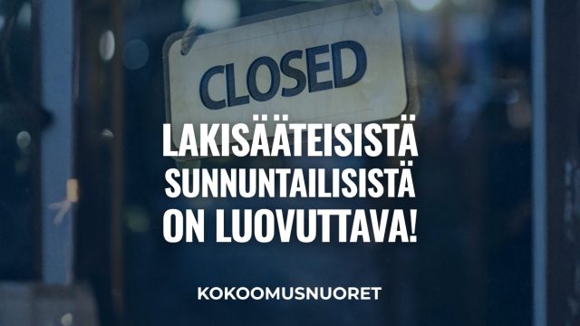 Kuvituskuva: Kokoomusnuoret: Lakisääteisistä sunnuntailisistä on luovuttava!