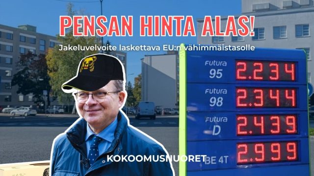 Kuvituskuva: Kokoomusnuoret: Polttoaineen jakeluvelvoite laskettava EU:n edellyttämälle vähimmäistasolle