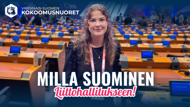 Kuvituskuva: Varsinais-Suomen Kokoomusnuoret tukee Milla Suomista liittohallitukseen